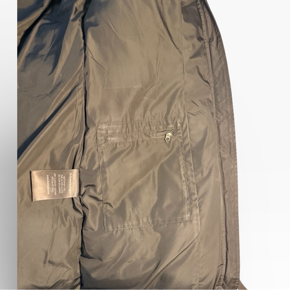 Mackage Black Down Parka Leather Trim Merino Wool Cashmere Collar Hooded Coat S - Picture 8 of 13